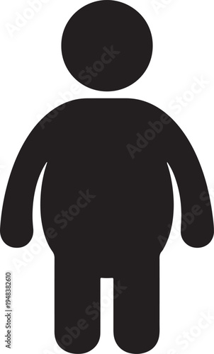Black silhouette of a person with a large belly standing against a white background also transparent background