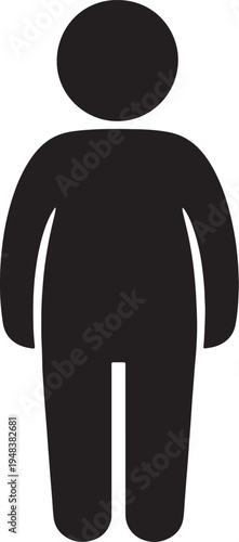 Black silhouette of a person with a round head and a large body standing also transparent background