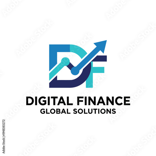 This sleek logo design combines the letters 'D' and 'F' with an upward arrow, symbolizing growth and innovation in the digital finance sector, encapsulating professionalism.