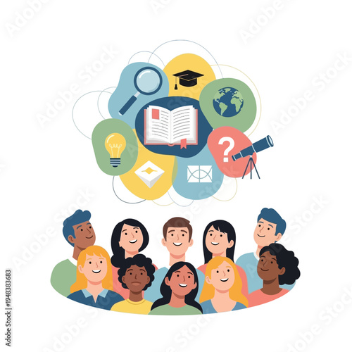 Diverse group of happy people together.