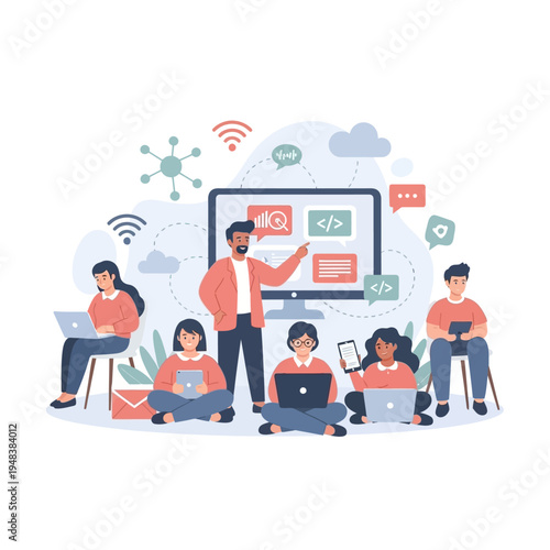 People Working on Computers Together.