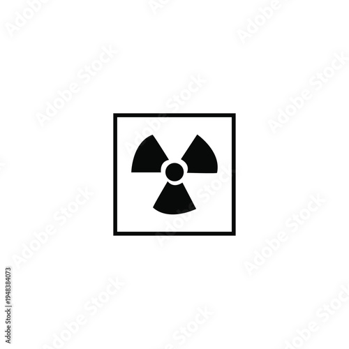 Radioactive Warning Symbol Icon in Square Frame Isolated