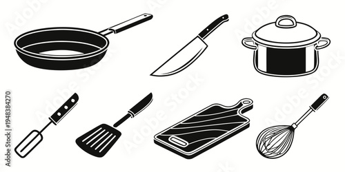 kitchen utensils and cookware Vector
