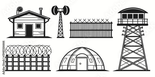 prison buildings and structures Vector