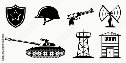 military symbols and vehicles Vector