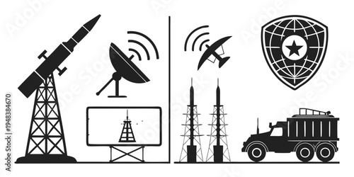 military communications and surveillance systems Vector