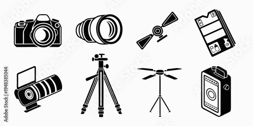 a collection of photography equipment Vector