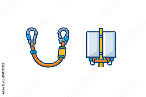 Climbing harness and carabiner icon