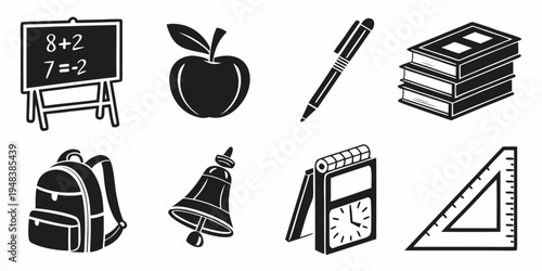 a collection of school supplies and objects Vector