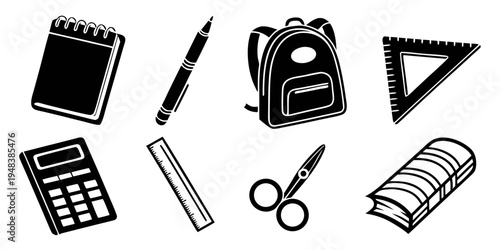 a collection of school supplies Vector