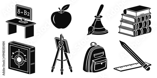 school objects and stationery items Vector