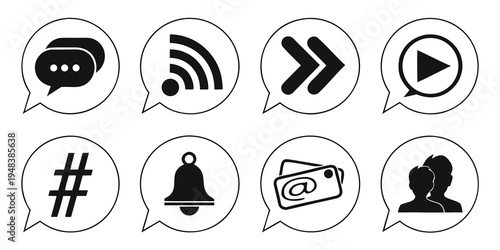a set of social media and communication icons Vector