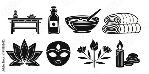 a collection of spa and wellness icons Vector