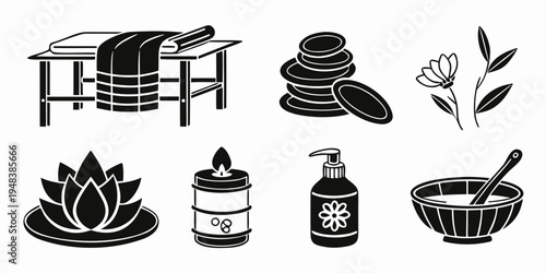 a collection of spa and wellness icons Vector