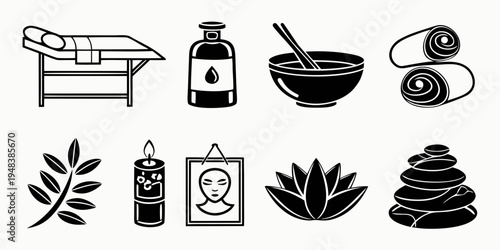 spa and wellness icons Vector
