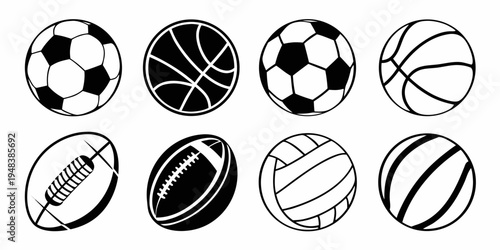 a collection of sports balls on a white background Vector