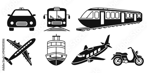 various modes of transportation icons Vector