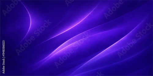 A smooth digital illustration features an abstract blue background with flowing purple waves and soft gradient lines that create a motion of energy through a curved swirl pattern