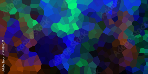 Geometric Mosaic Background in Deep Blues Greens and Earth Tones with Crystal Facet Texture for Abstract Design and Digital Art