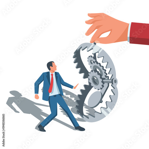 A businessman is turning away from a looming bear trap indicating the potential dangers in professional settings, emphasizing caution and alertness in business.
