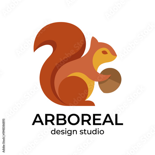 A modern and playful logo featuring a squirrel, inspiring creativity and nature-focused themes ideal for a design studio, blending artistry with a whimsical touch.