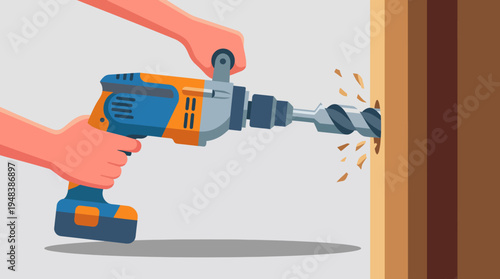 A close-up of a drill piercing through wood, showcasing precision and utility in construction and DIY projects, emphasizing the importance of tools in effective craftsmanship.