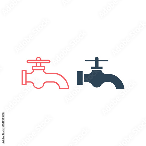 Water pipes icons set isolated vector sign symbol.