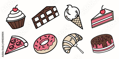 a collection of sweet treats and desserts Vector