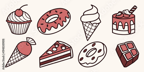 a collection of sweet treats and desserts Vector