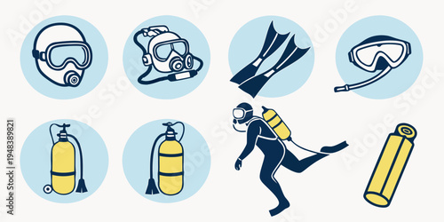scuba diver with diving equipment Vector