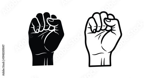 Two clenched fists one dark and one light symbolizing contrast