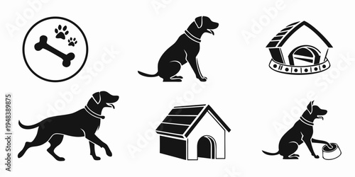 black dog icons on white background Vector