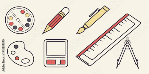 a collection of art and drawing tools Vector