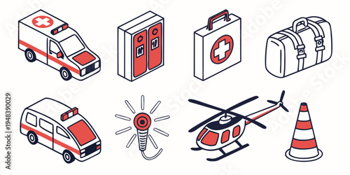 emergency response vehicles and equipment Vector