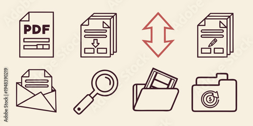icons for file conversion and management Vector