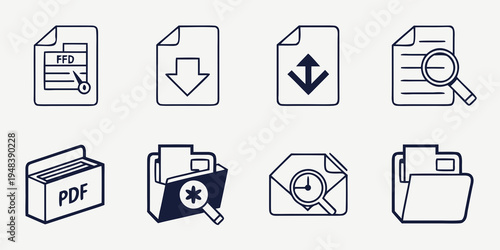 a set of icons representing different file types and actions Vector