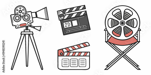 film making equipment and movie props Vector