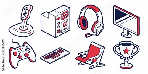 a collection of gaming and streaming equipment Vector