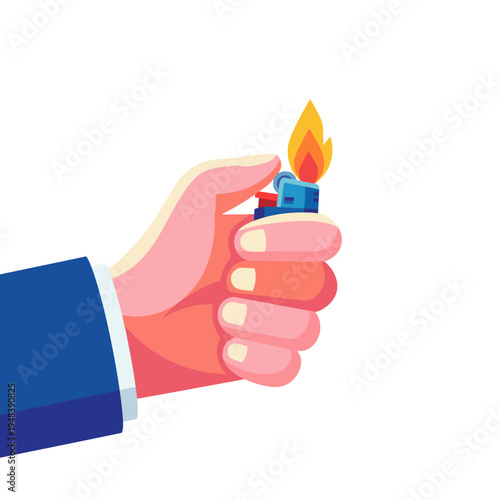 A hand holds a lighter with a bright flame, representing creativity and inspiration, symbolizing the ignition of new ideas and the spark of motivation to pursue goals.