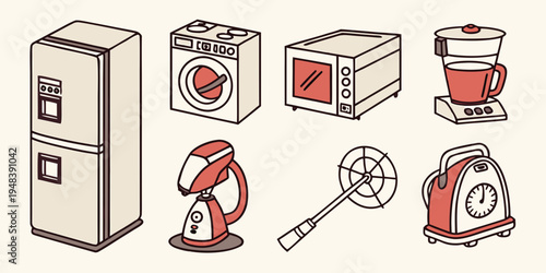 a collection of kitchen appliances Vector