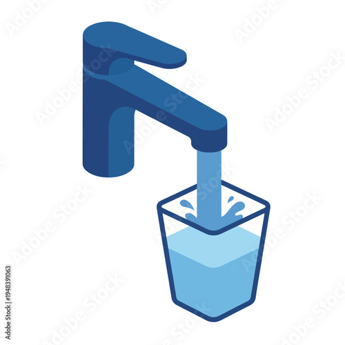 A modern faucet pouring clear water into a glass, symbolizing the importance of clean drinking water and modern plumbing for health and daily living.