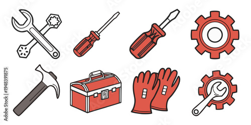a set of tools and equipment for repair and maintenance Vector
