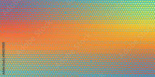 Abstract colorful halftone spiral dots on light color background. Illustration vintage polka art seamless halftone paper. Vector vortex circles and triangle technology. 