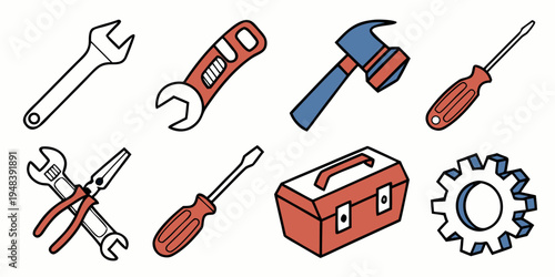a set of tools for repair and construction work Vector