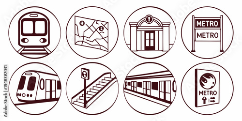 a collection of eight transportation icons Vector