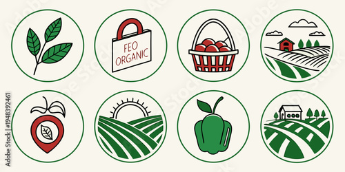 icons representing sustainable and eco friendly agriculture practices Vector