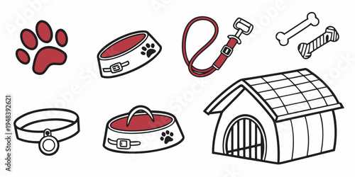 dog house and pet accessories Vector