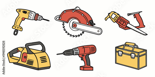 collection of power tools for various tasks Vector