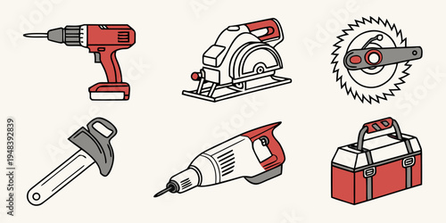 a collection of power tools and equipment Vector