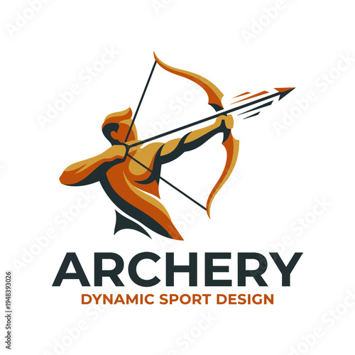 This striking logo design showcases an archer poised with a bow, capturing the dynamic spirit of archery as a sport and the precision and focus it embodies as an art form.